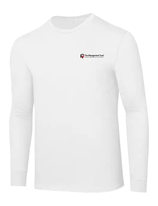 Core Blend White Long Sleeve Tee w/The Management Trust Logo