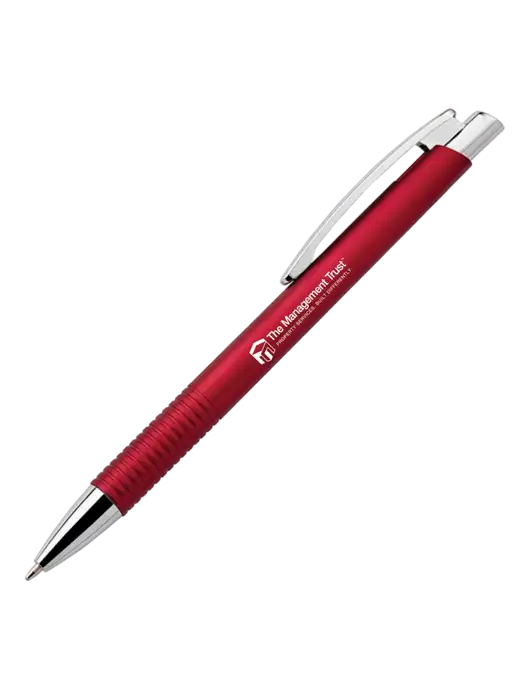 Malay Red Ballpoint Pen - Blue Ink w/The Management Trust Logo