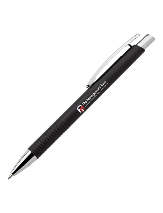 Malay Black Ballpoint Pen - Blue Ink w/The Management Trust Logo