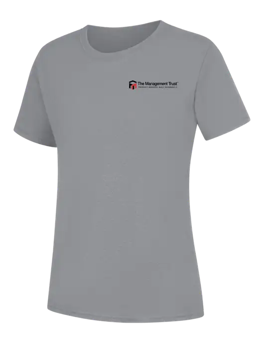 Womens Light Grey Heather Core Blend Tee w/The Management Trust Logo