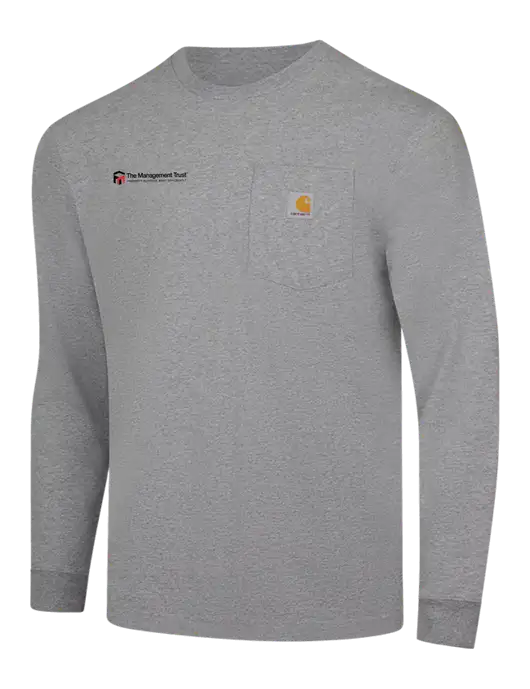 Carhartt Light Grey Heather Workwear Pocket Long Sleeve T-Shirt w/The Management Trust Logo
