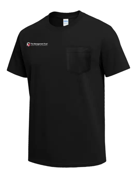 Black Heavyweight 6.1 oz Pocket T-Shirt w/The Management Trust Logo