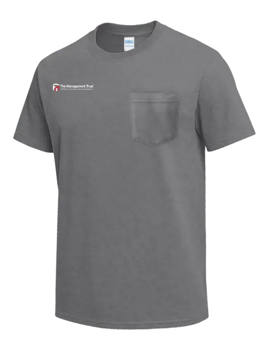 Medium Grey Heather Heavyweight 6.1 oz Pocket T-Shirt w/The Management Trust Logo