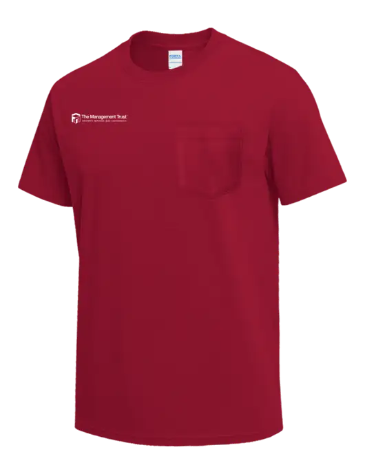 Red Heavyweight 6.1 oz Pocket T-Shirt w/The Management Trust Logo