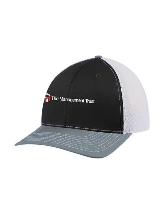 Richardson Adjustable Snapback Original 112 Trucker Cap Black/Light Heather Grey/White Mesh w/The Management Trust Logo