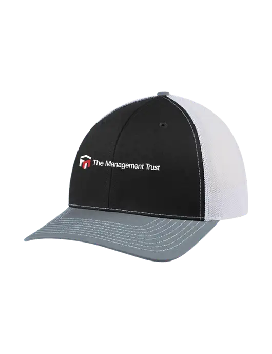 Richardson Adjustable Snapback Original 112 Trucker Cap Black/Light Heather Grey/White Mesh w/The Management Trust Logo