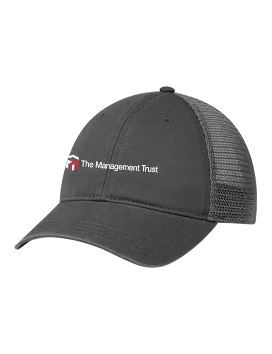 Richardson 111 Garment Washed Trucker Cap Charcoal w/Charcoal Mesh w/The Management Trust Logo