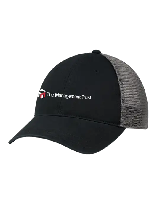Richardson 111 Garment Washed Trucker Cap Black w/Charcoal Mesh w/The Management Trust Logo