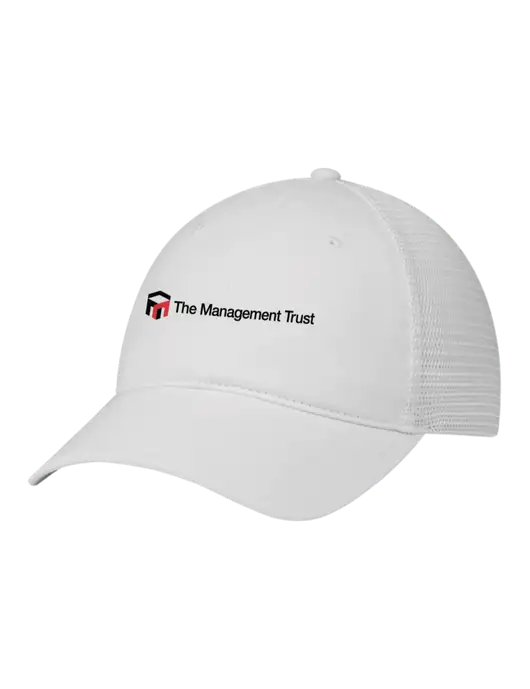 Richardson 111 Garment Washed Trucker Cap White w/White Mesh w/The Management Trust Logo