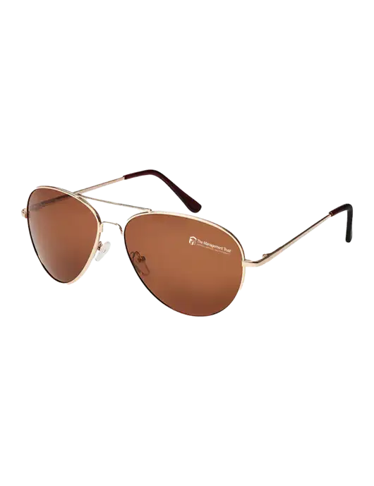 Aviator Coffee Brown with Gold Sunglasses  w/The Management Trust Logo