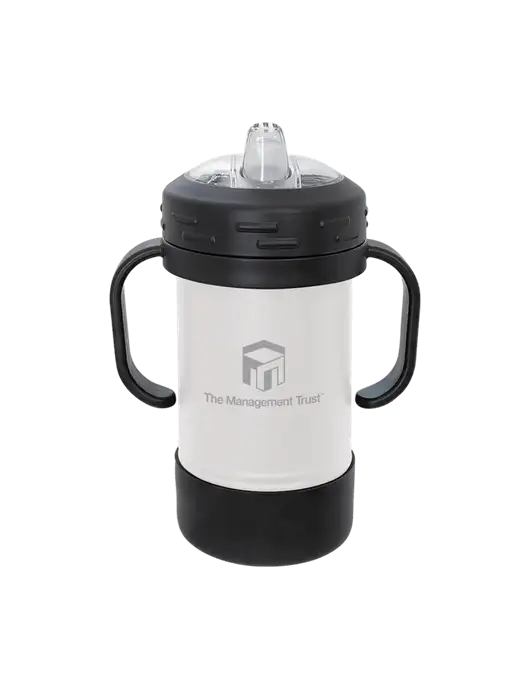Polar Camel 10 oz Powder Coated White Sippy Cup w/The Management Trust Logo