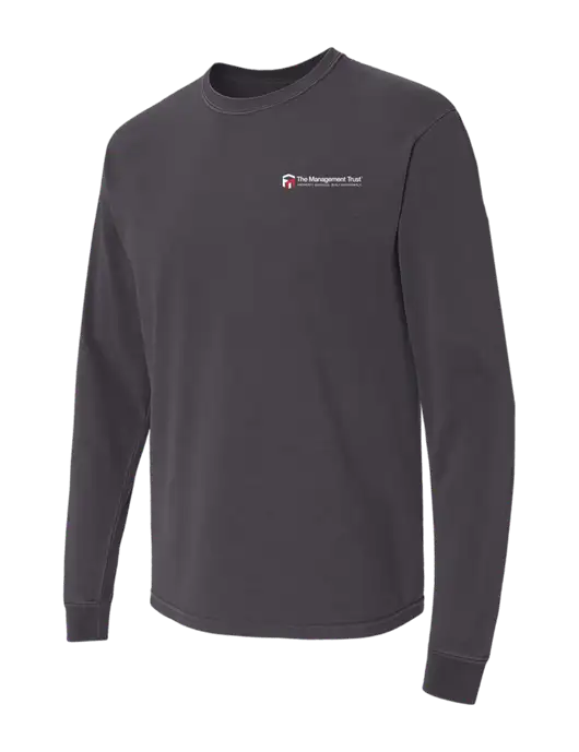 Comfort Colors Garment-Dyed Dark Grey Heavyweight Long Sleeve T-Shirt w/The Management Trust Logo