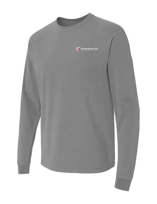 Comfort Colors Garment-Dyed Medium Grey Heavyweight Long Sleeve T-Shirt w/The Management Trust Logo
