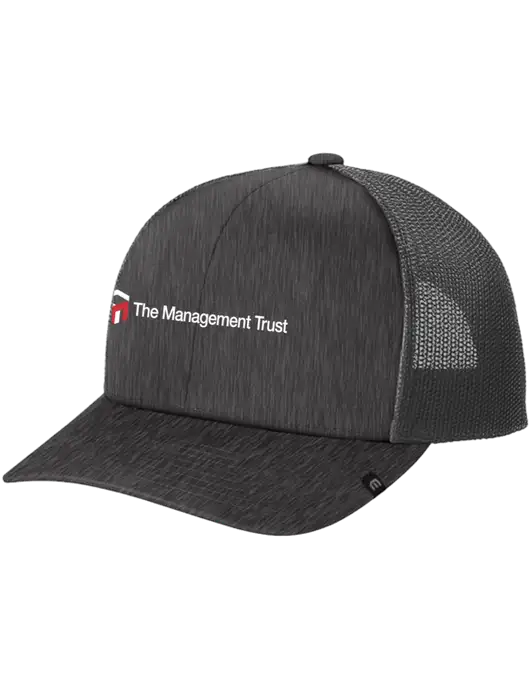 TravisMathew Very Dark Grey Heather Cruz Trucker Cap w/The Management Trust Logo