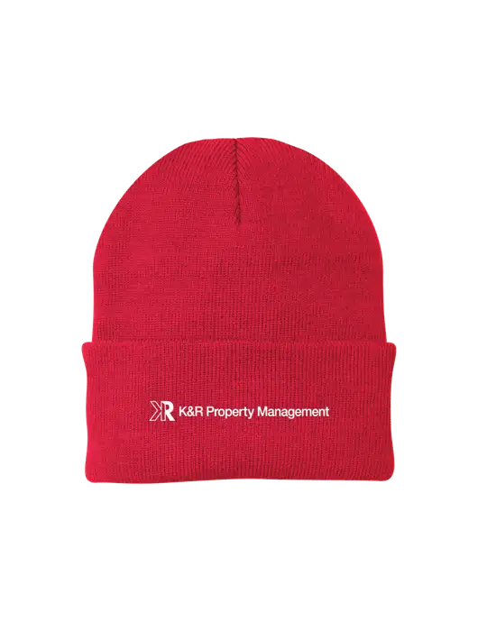 Red Knit Cap w/K&R Property Management Logo