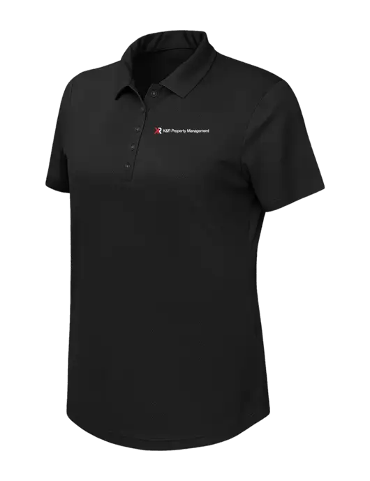 Callaway Womens Birdseye Black Polo w/K&R Property Management Logo