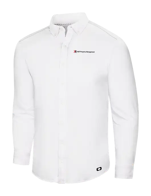 OGIO Bright White Modern Code Stretch Button-Up Shirt w/K&R Property Management Logo