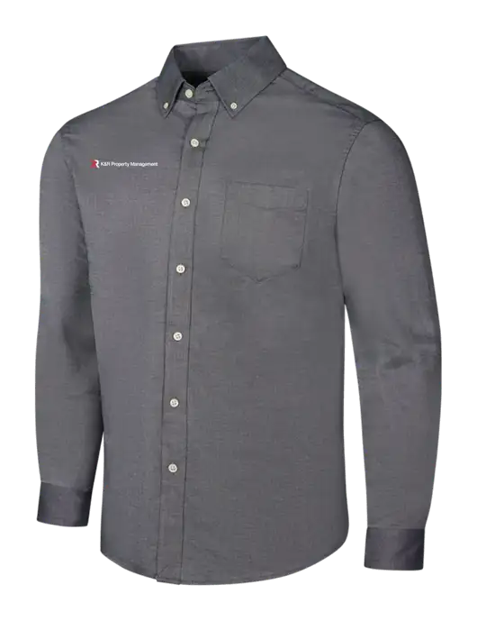 Dark Grey SuperPro Oxford Shirt w/K&R Property Management Logo