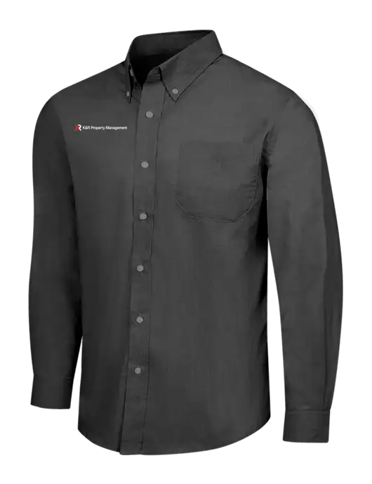 Soft Black Crosshatch Easy Care Shirt w/K&R Property Management Logo