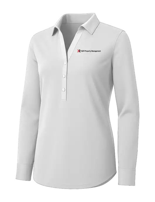Womens White City Stretch Shirt w/K&R Property Management Logo
