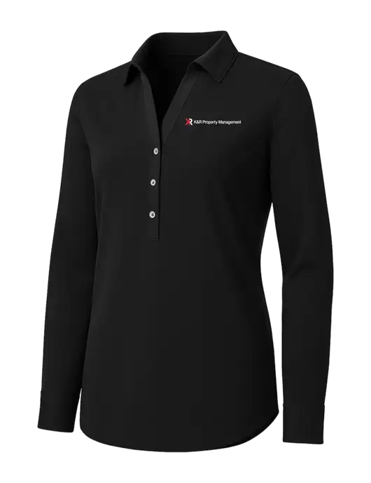 Womens Black City Stretch Shirt w/K&R Property Management Logo