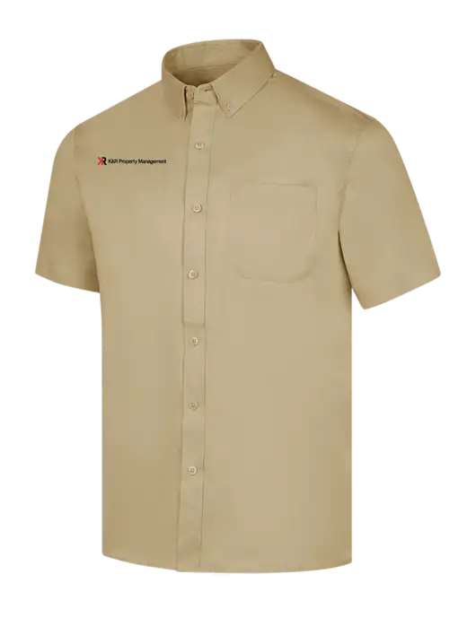Short Sleeve Dark Tan Superpro React Twill Shirt w/K&R Property Management Logo