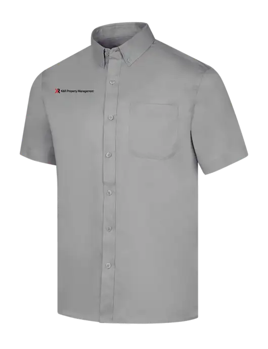 Short Sleeve Light Grey Superpro React Twill Shirt w/K&R Property Management Logo