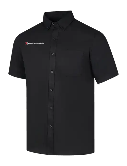 Short Sleeve Deep Black Superpro React Twill Shirt w/K&R Property Management Logo