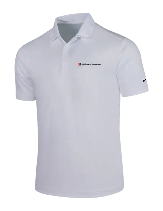 NIKE White Dri-Fit Vertical Mesh Polo w/K&R Property Management Logo