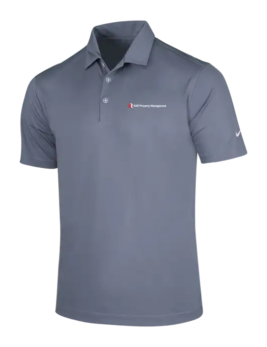 NIKE Medium Grey Dri-Fit Vertical Mesh Polo w/K&R Property Management Logo