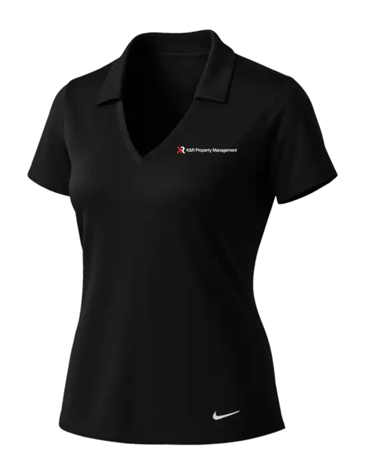 NIKE Black Womens Dri-Fit Vertical Mesh Polo w/K&R Property Management Logo