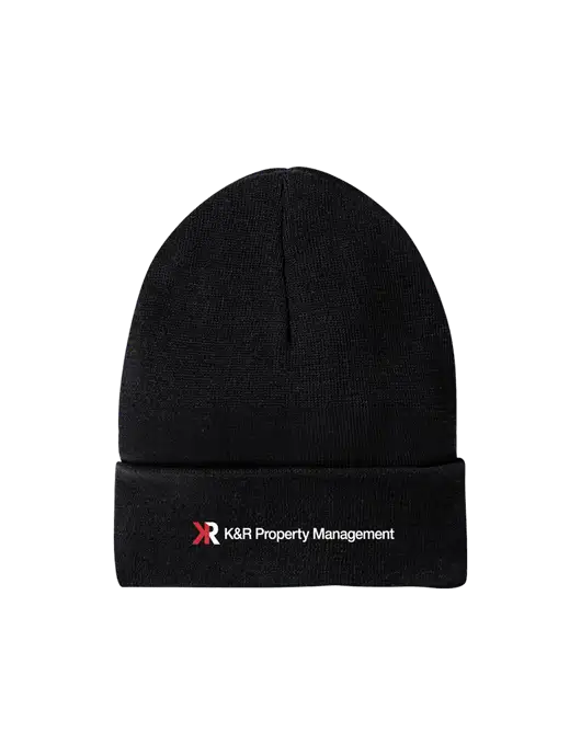 Recycled Black Beanie w/K&R Property Management Logo