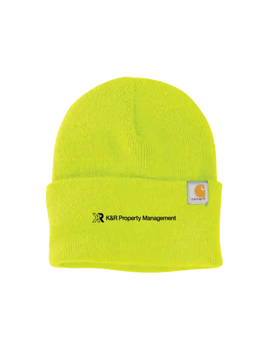 Carhartt Neon Lime Watch Cap 2.0 w/K&R Property Management Logo
