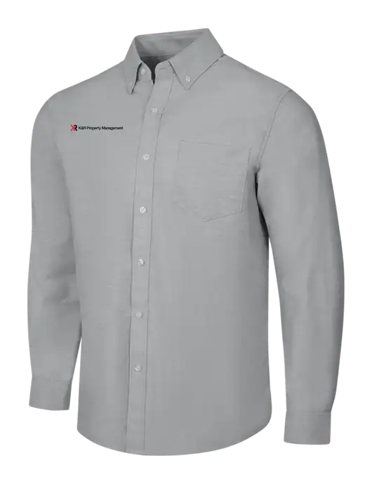 Light Grey SuperPro Oxford Shirt w/K&R Property Management Logo
