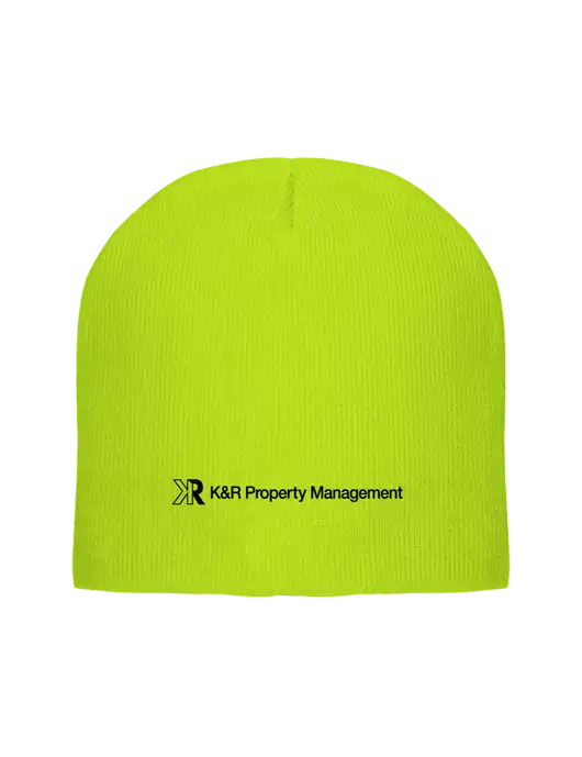 Safety Yellow Element Knit Beanie w/K&R Property Management Logo