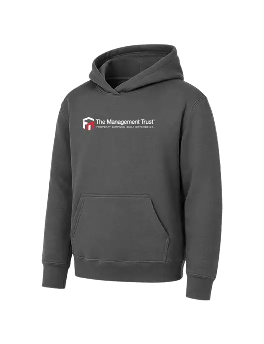 Youth Charcoal 7.8 oz Pullover Hooded Sweatshirt w/The Management Trust Logo