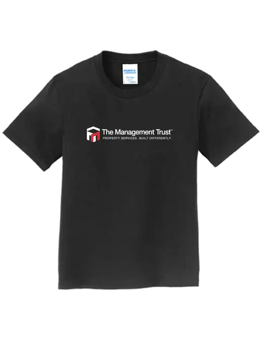 Youth Ring Spun Jet Black 4.5 oz T-Shirt w/The Management Trust Logo