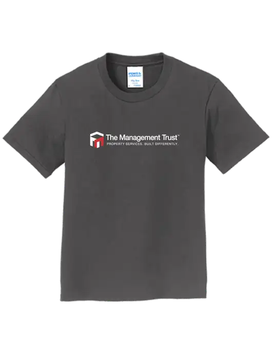 Youth Ring Spun Charcoal 4.5 oz T-Shirt w/The Management Trust Logo