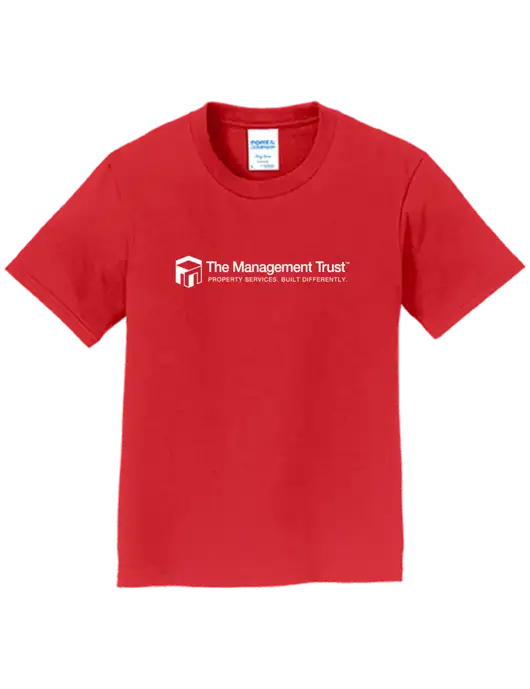 Youth Ring Spun Bright Red 4.5 oz T-Shirt w/The Management Trust Logo