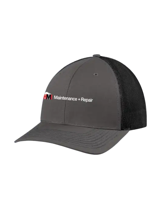 Richardson Adjustable Snapback Original 112 Trucker Cap Dark Grey w/Black Mesh w/HMI Maintenance + Repair Logo