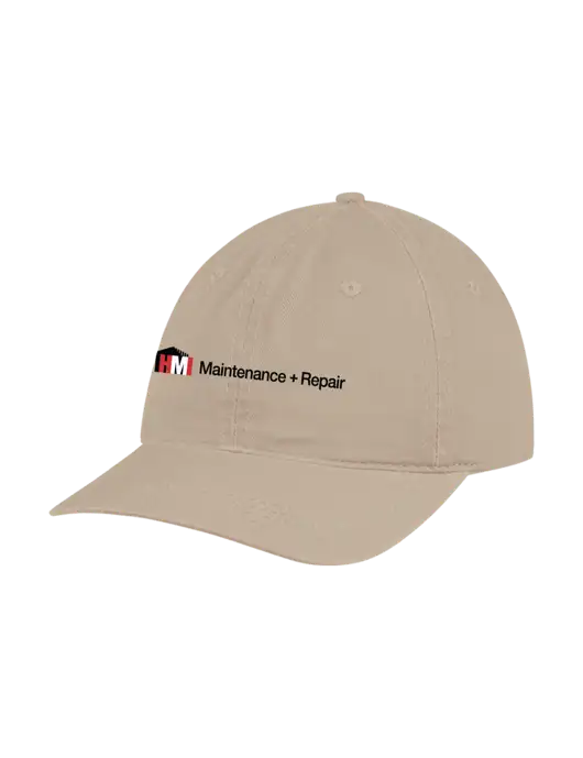 Garment Washed Unstructured Twill Tan Cap w/HMI Maintenance + Repair Logo