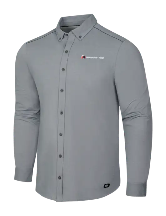 OGIO Medium Grey Heather Modern Code Stretch Button-Up Shirt w/HMI Maintenance + Repair Logo