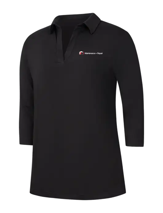Womens Black Luxe Knit Tunic w/HMI Maintenance + Repair Logo