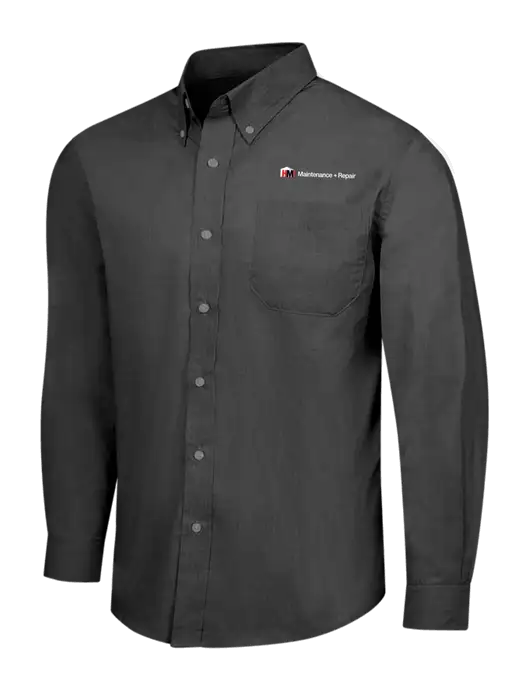 Soft Black Crosshatch Easy Care Shirt w/HMI Maintenance + Repair Logo
