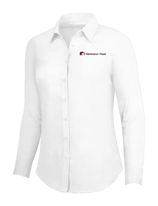 White Womens SuperPro Oxford Shirt w/HMI Maintenance + Repair Logo