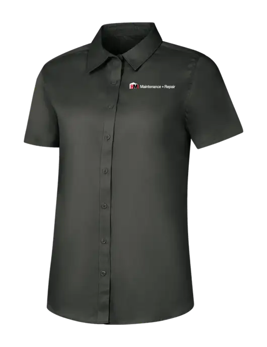 Womens Dark Grey Short Sleeve Superpro React Twill Shirt w/HMI Maintenance + Repair Logo