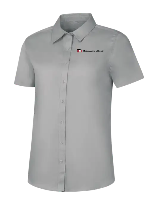 Womens Light Grey Short Sleeve Superpro React Twill Shirt w/HMI Maintenance + Repair Logo