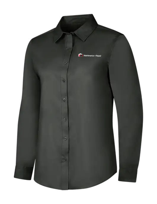 Dark Grey Womens Long Sleeve Superpro React Twill Shirt w/HMI Maintenance + Repair Logo