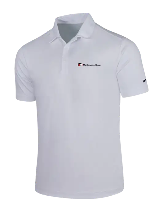 NIKE White Dri-Fit Vertical Mesh Polo w/HMI Maintenance + Repair Logo