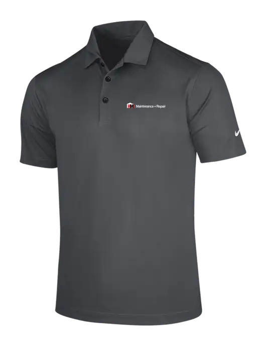 NIKE Dark Grey Dri-Fit Vertical Mesh Polo w/HMI Maintenance + Repair Logo
